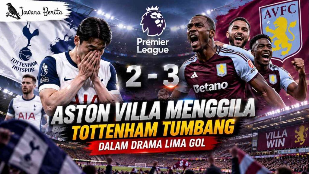 Aston Villa Menggila, Tottenham Tumbang dalam Drama Lima Gol