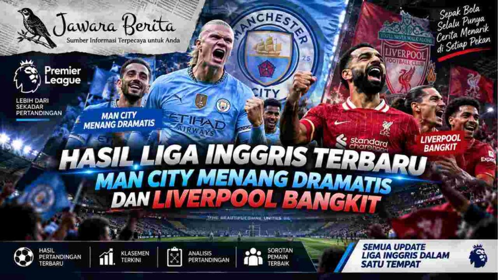 Hasil Liga Inggris Terbaru, Man City Menang Dramatis dan Liverpool Bangkit