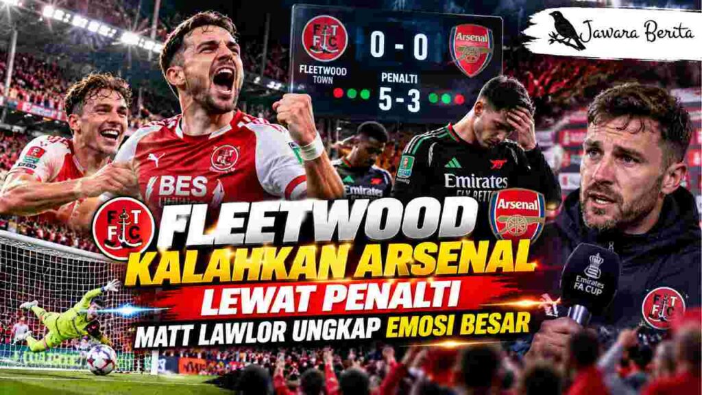 Fleetwood Kalahkan Arsenal Lewat Penalti, Matt Lawlor Ungkap Emosi Besar
